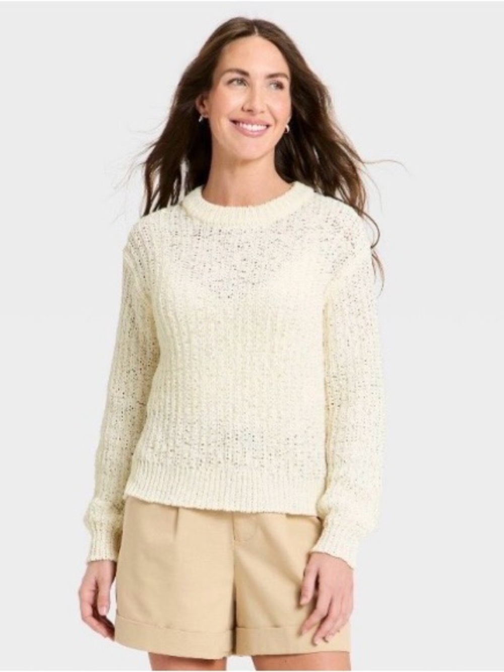 A New Day women’s Long Sleeve Round Neck Tape Yarn Pullover Sweater Size M